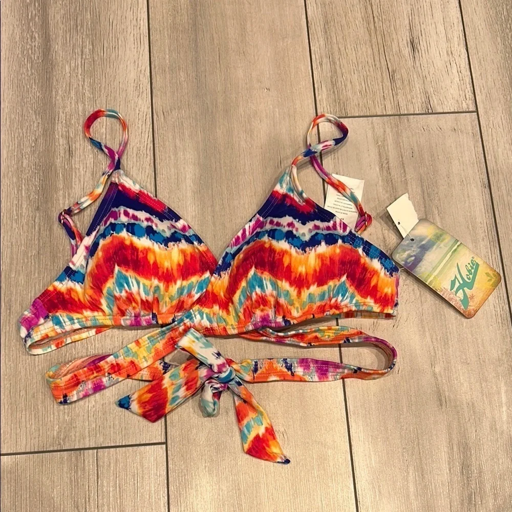 Hobie tie die swim bikini top size large
